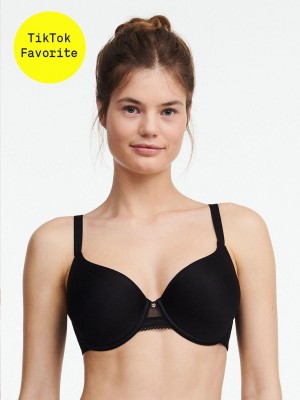 Chantelle C Jolie Comfort Convertible T-Shirt Bras Black | USA 1576LHT