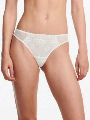 Chantelle Champs Elysées Lace Thong Panties Ivory | USA 2041HKW