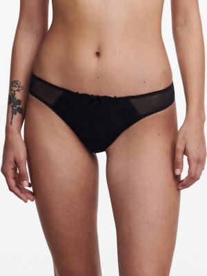 Chantelle Champs Elysées Lace Thong Panties Black | USA 2529TVC