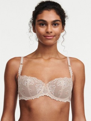 Chantelle Champs Elysées Lace Unlined Demi Bras Nude Cappuccino | USA 2288EXG