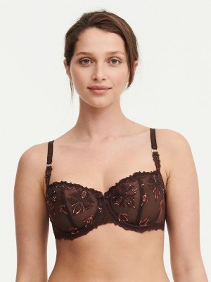 Chantelle Champs Elysées Lace Unlined Demi Bras Glossy Brown | USA 2310NBA