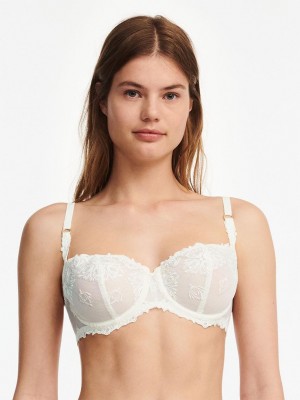 Chantelle Champs Elysées Lace Unlined Demi Bras Ivory | USA 2337GLS