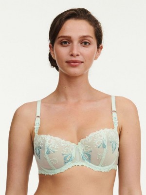 Chantelle Champs Elysées Lace Unlined Demi Bras Green Lily Multico | USA 1600JJE