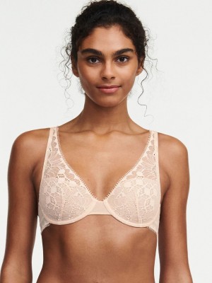 Chantelle Day to Night Lace Convertible Plunge Bras Nude Blush | USA 2225KIR