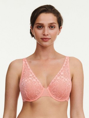 Chantelle Day to Night Lace Lightweight Plunge Bras Candlelight Peach | USA 2235WYF