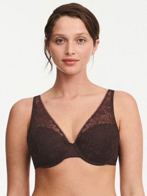 Chantelle Day to Night Lace Lightweight Plunge Bras Nude Chestnut | USA 1348NBA