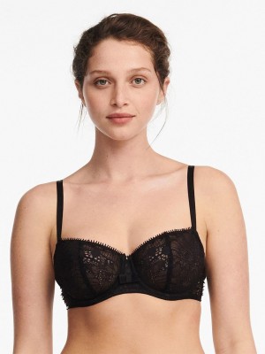 Chantelle Day to Night Lace Unlined Demi Bras Black | USA 2282VDO