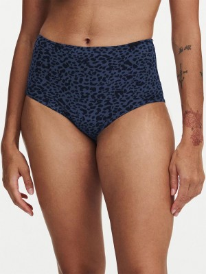 Chantelle Essential Leakproof High Waist Brief Panties Blue Leopard | USA 1728GLQ