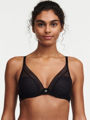 Chantelle Festivité Lace Plunge Bras Black | USA 1481WYF