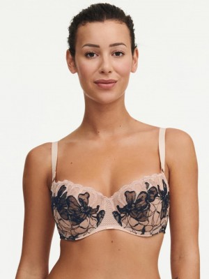 Chantelle Fleurs Signature Demi Bras Nude Blush/Black | USA 2139PQC