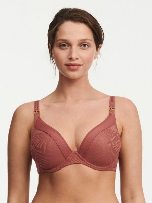 Chantelle Graphic Allure Lace Plunge T-Shirt Bras Amber | USA 2204VDO