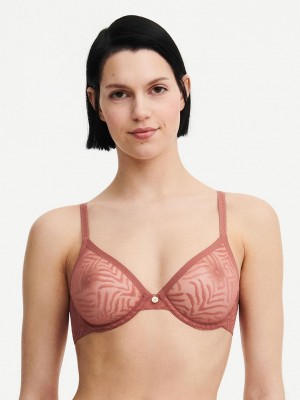 Chantelle Graphic Allure Sheer Unlined Underwire Bras Amber | USA 2239YUK