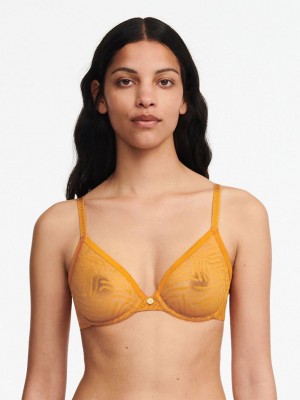 Chantelle Graphic Allure Sheer Unlined Underwire Bras Ocre | USA 2252LHT