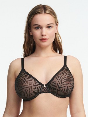 Chantelle Graphic Allure Sheer Unlined Underwire Bras Black | USA 1320VDO