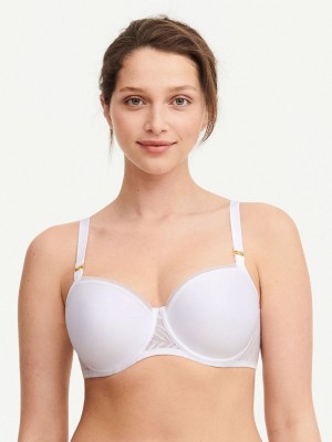 Chantelle Graphic Allure Smooth Custom Fit Demi T-shirt Bras White | USA 1428QZD