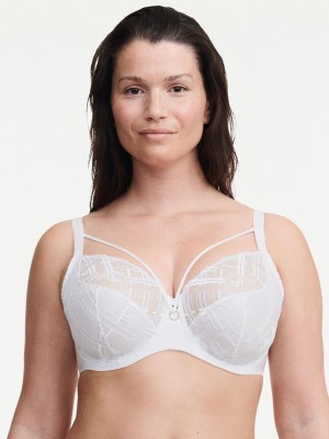 Chantelle Graphic Support Lace Full Coverage Unlined Bras White | USA 2262EXG