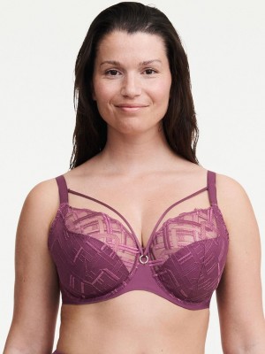 Chantelle Graphic Support Lace Full Coverage Unlined Bras Tannin | USA 1476VDO