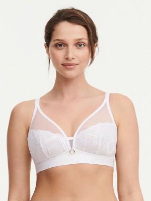 Chantelle Graphic Support Lace Wireless Bras White | USA 1438APV