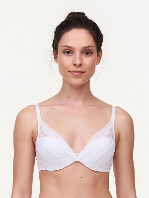 Chantelle Midnight Flowers Plunge Bras White | USA 2227ZGY