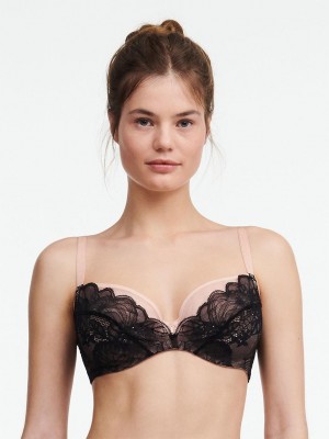 Chantelle Midnight Flowers Underwire Bras Black | USA 1053HKW