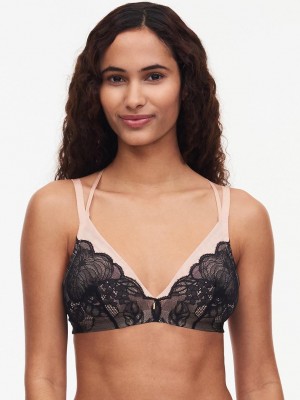 Chantelle Midnight Flowers Wireless Bras Black | USA 1176ORX