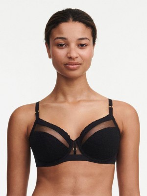 Chantelle Monogram Plunge Unlined Bras Black | USA 1377WYF