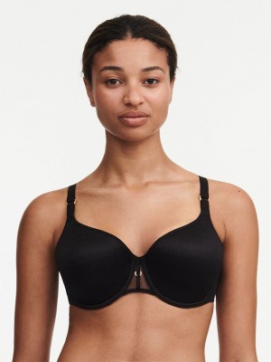 Chantelle Monogram Smooth Lightweight T-Shirt Bras Black | USA 1041RWH