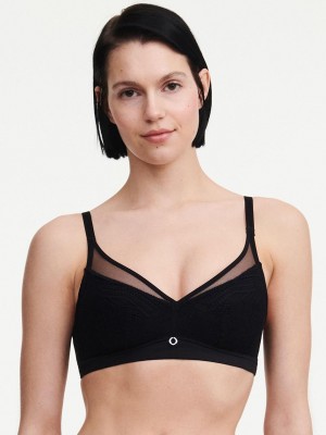 Chantelle Naya Lace Unlined Wireless Bras Black | USA 1230APV