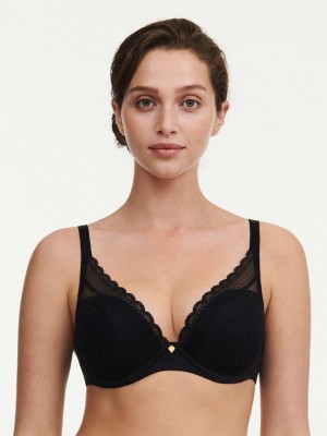 Chantelle Norah Chic Plunge T-Shirt Bras Black | USA 1480QZD