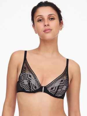 Chantelle Ondine Lace Plunge Contour, Passionata designed by CL Bras Black | USA 2221FMM