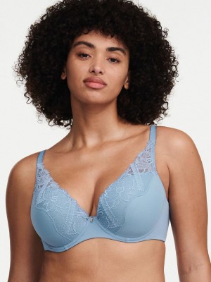 Chantelle Orangerie Dream Lace Contour Plunge Bras Grey Mist | USA 2136UTL