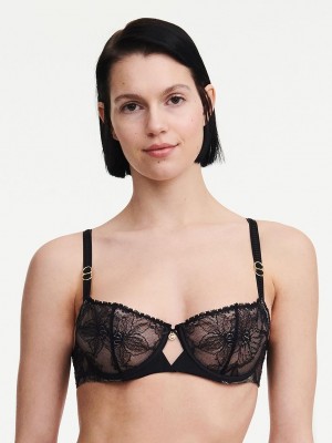 Chantelle Orchids Demi Bras Black | USA 1357ISZ