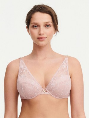 Chantelle Orchids Push-up Plunge Bras English Rose | USA 2308VDO