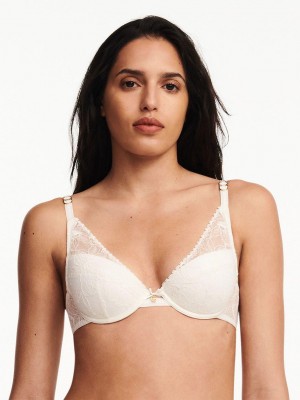 Chantelle Orchids Push-up Plunge Bras Milk | USA 1306ORX