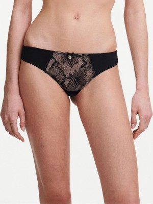 Chantelle Orchids Tanga Panties Black | USA 1914LHT