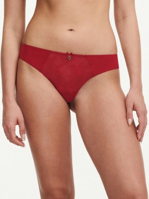 Chantelle Orchids Tanga Panties Passion Red | USA 1850UTL