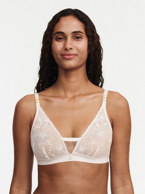 Chantelle Orchids Wireless Triangle Bras Milk | USA 2293ISZ