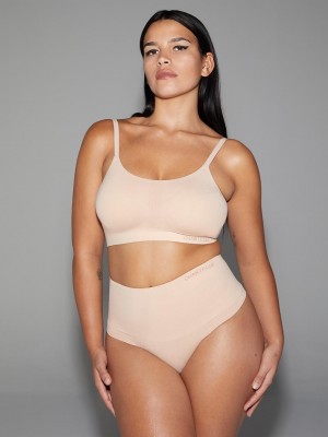 Chantelle Smooth Comfort High Waist Light Shaping Thong Shapewear Clay Nude | USA 2110UTL