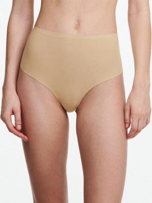 Chantelle SoftStretch High Waist Thong Panties Nude Sand | USA 1973MAS