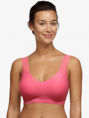 Chantelle SoftStretch Padded Top with Lace Bras Love Pink | USA 1228ORX