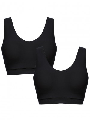 Chantelle SoftStretch Padded V-Neck 2-Pack Bras Black | USA 1022APV