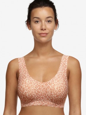 Chantelle SoftStretch Padded V-Neck Bras Natural Leopard | USA 1141MAS