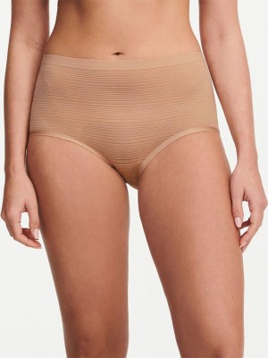 Chantelle SoftStretch Stripes Brief Panties Clay Nude | USA 1803SOB