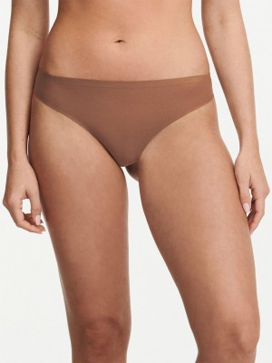 Chantelle SoftStretch Thong Panties Cocoa Brown | USA 1911HKW