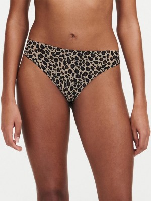 Chantelle SoftStretch Thong Panties Leopard Nude | USA 2052QZD