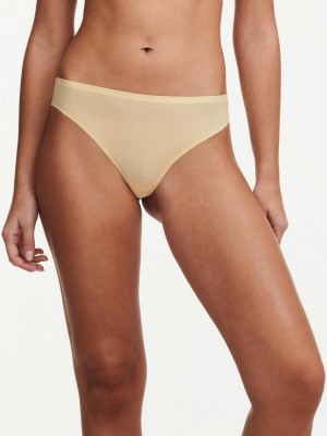 Chantelle SoftStretch Thong Panties Sunflower Yellow | USA 1968XFU