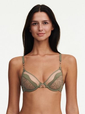 Chantelle Spark Lace Unlined Underwire Bras Khaki Army | USA 1344XFU