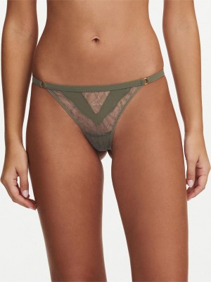 Chantelle Spark Thong Panties Khaki Army | USA 1777SOB