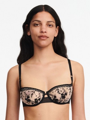 Chantelle Suzy Lace Unlined Demi, Passionata designed by CL Bras Nude Blush/Black | USA 2199KIR