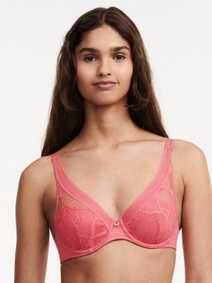 Chantelle True Lace Comfort Plunge Bras Coralin | USA 2224JJE